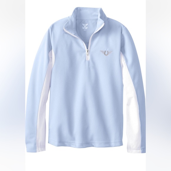 TuffRider Kid's Ventilated Technical Long Sleeve Shirt Mesh Glacier Blue NEW tag - Picture 1 of 6